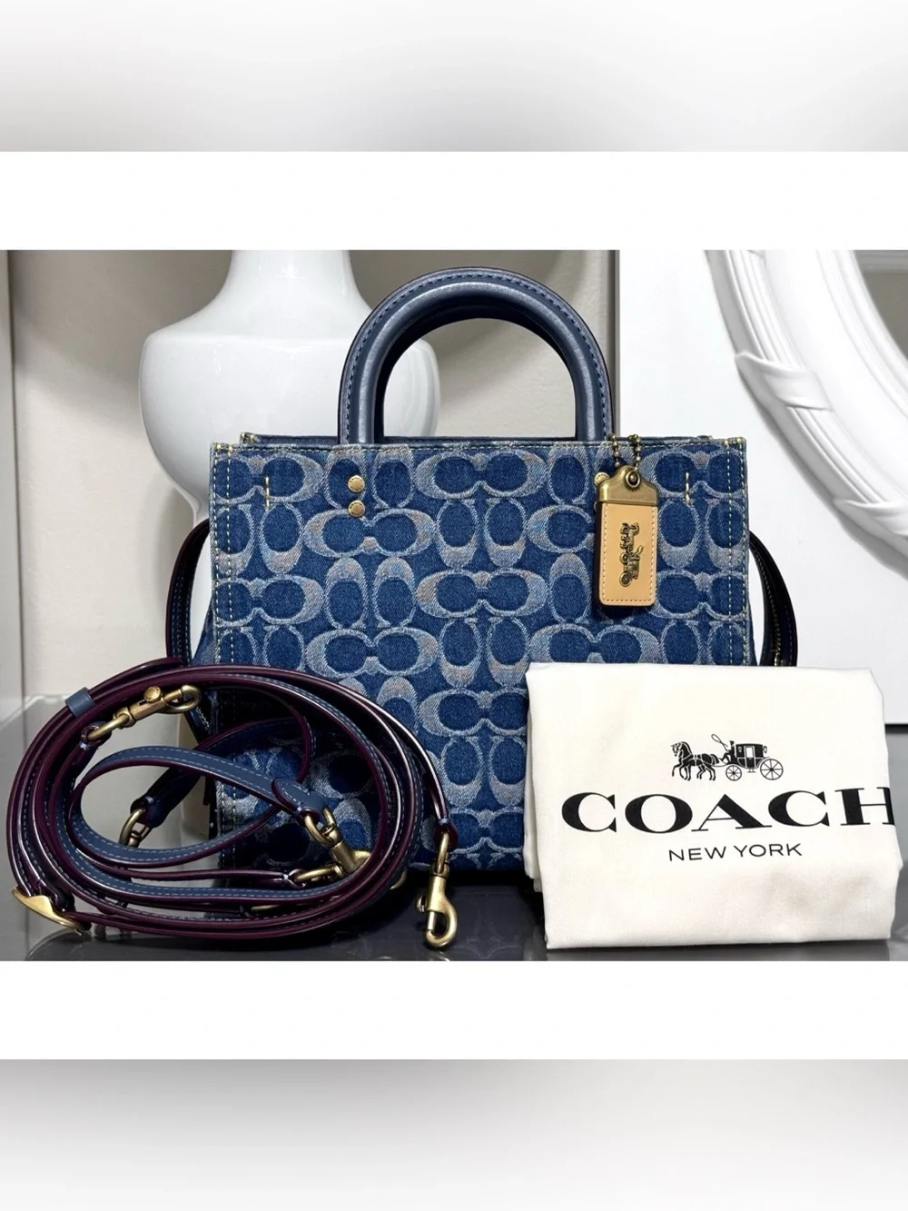 COACH‎ Rogue Bag 25 In Signature Denim, BRASS/ BLUE